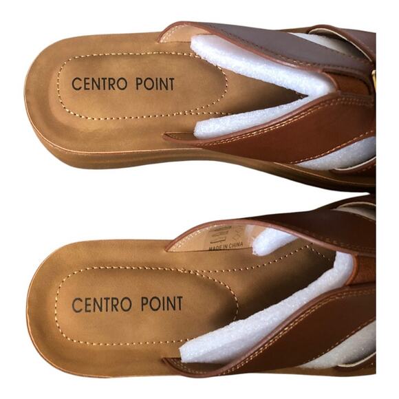 Centro Point Women’s Brown Faux Leather Slip On Comfort Slide Sandals 9.5 NIB - Picture 7 of 9